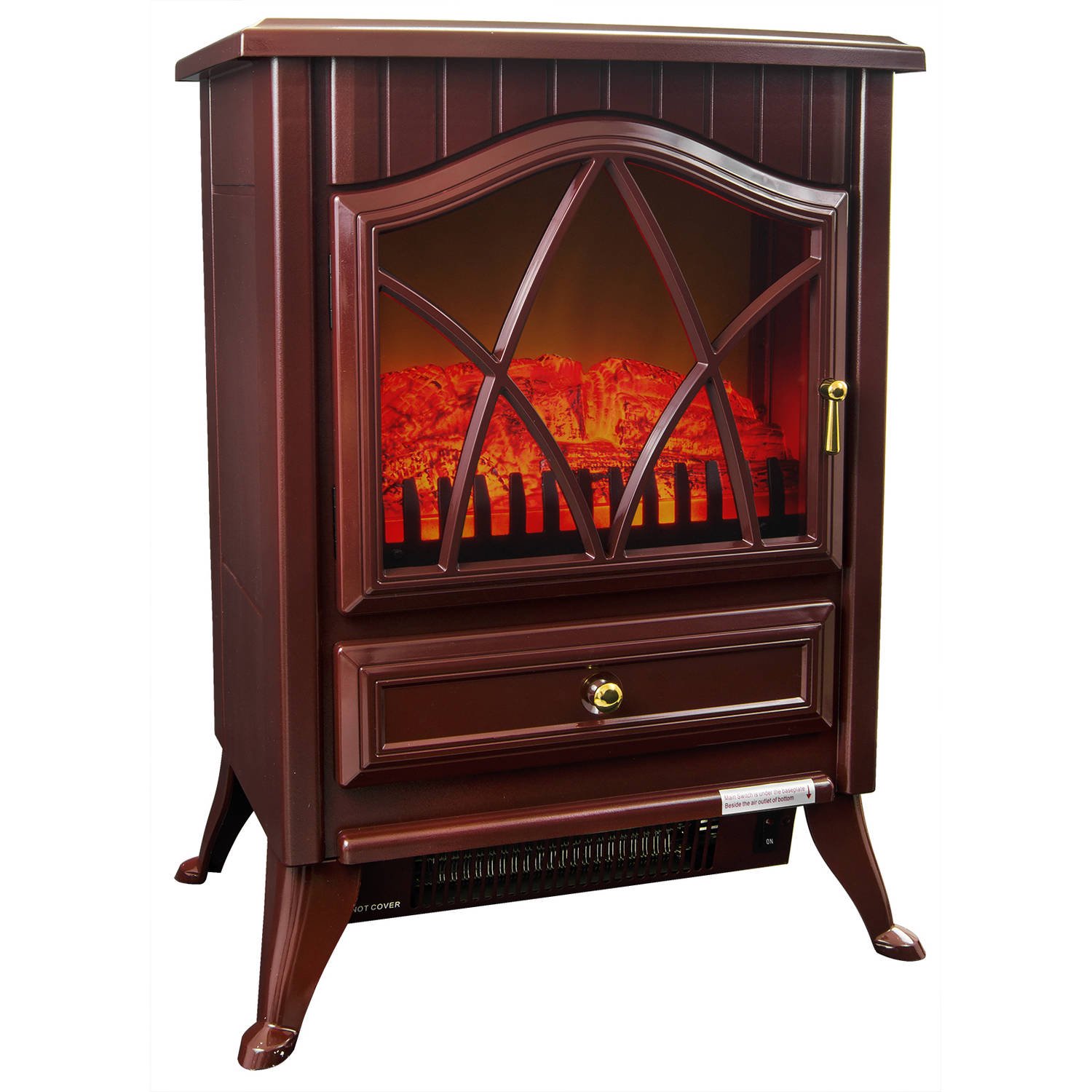 AKDY FP0005 16 1500W Freestanding Electric Fireplace Stove Heater with  Vintage Glass Door, Realistic Flame and Logs, Red - Walmart.com