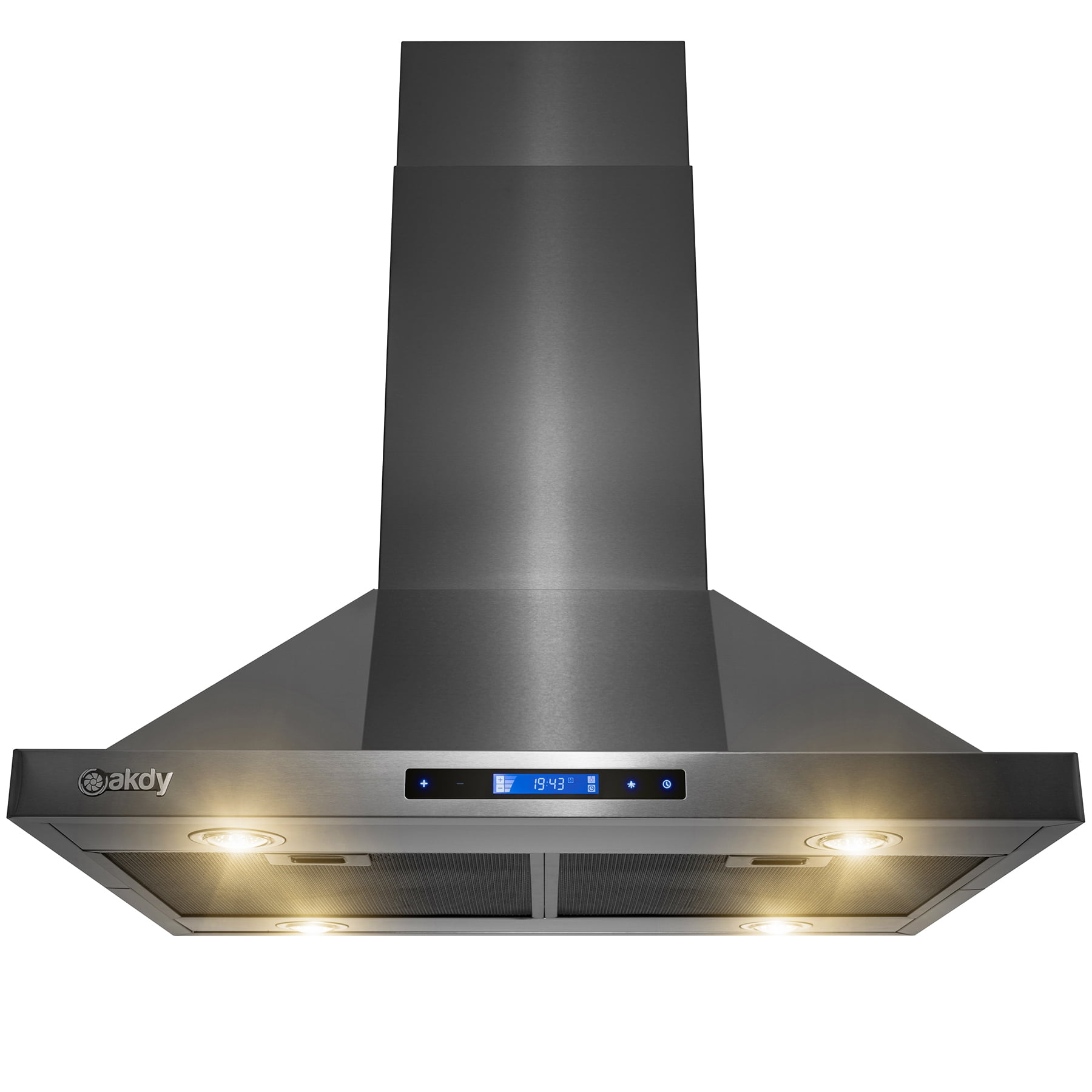 AKDY Island Mount Range Hood 30" Black Stainless Steel Hood for
