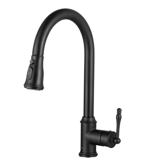 AKDY Single-Handle Pull-Down Sprayer Kitchen Faucet w/Flexible Hose-Matte Black