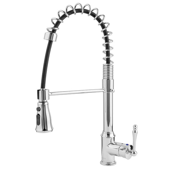 AKDY Spring Neck Pulldown Kitchen Faucet - Single Handle Pre-Rinse Kitchen Sink Faucet - Chrome Kitchen Faucets - Easy Installation with Mounting Hardware Included - 360 Degree Spout Swivel