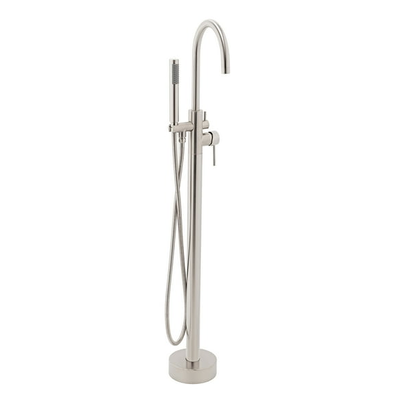 AKDY Stand Alone Tub Filler with Floor Mount Freestanding 45 in Tub Faucet Single Handle Brush Nickel Shower Easy Installation