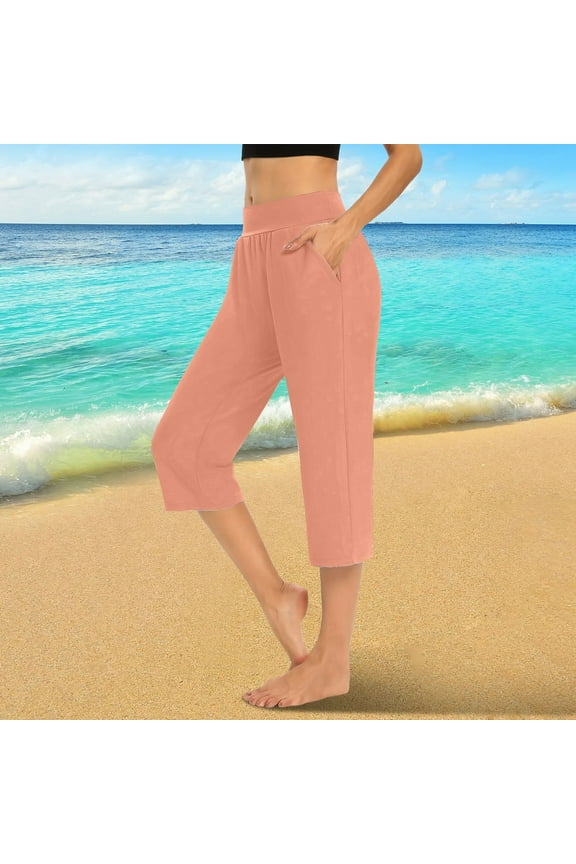 Capri Leggings for High Waisted Cutout Yoga Capris Cozy Cropped Pants, Gold S-3XL