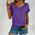 thumbnail image 1 of AKEGAMN Casual Short Sleeve Knot Shirts - Slim Fit, V Neck, Polyester Spandex, Purple XL, Size S-3XL, 1 of 5