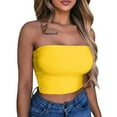 thumbnail image 1 of AKEGAMN Chest Wrapped Solid Color Multi Color Strapless Off Shoulder Short Tight Top, Yellow S, Size S-XXL, 1 of 3