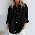 thumbnail image 1 of AKEGAMN Daily Casual Linen Long Sleeve Loose Fit Shirt Tops, Black S-5XL, 1 of 6