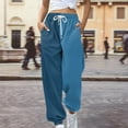 thumbnail image 1 of AKEGAMN Fashion Loose Color Blocking Gradient Casual Pants with Drawstring, Blue S-XXL, 1 of 4