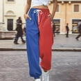 thumbnail image 1 of AKEGAMN Fashion Loose Color Blocking Gradient Casual Pants with Drawstring, Red S-XXL, 1 of 4