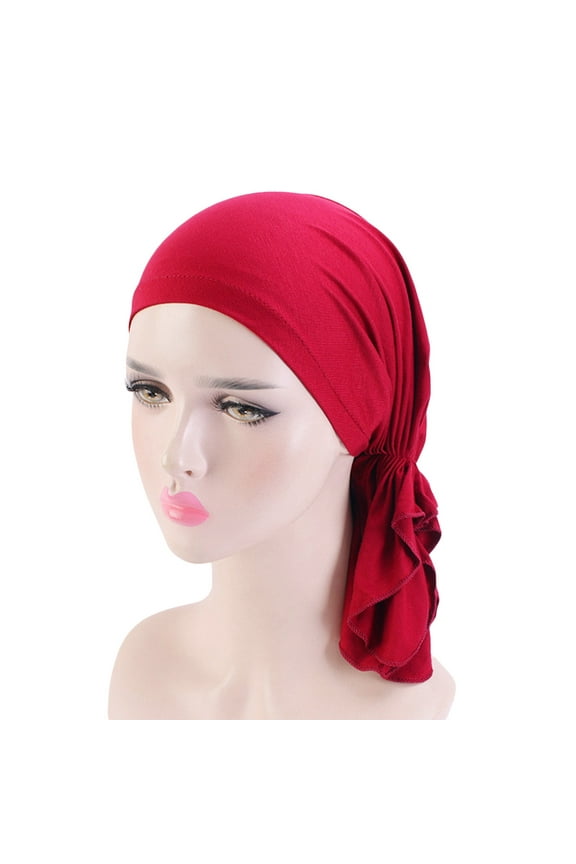 Fashion Women's Reversible Satin Lined Sleep Cap Polyester, Red One Size