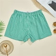 thumbnail image 1 of AKEGAMN Gingham Checkered Cotton Shorts, Green S-XL, 1 of 7