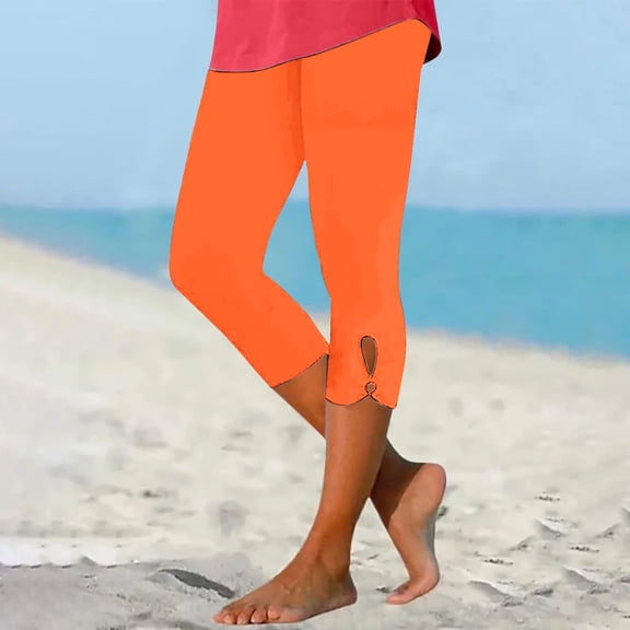 AKEGAMN High Waisted Cutout Yoga Lightweight Cozy Cropped Pants Solid Soft Pajamas Pants, Orange 3XL, Size S-3XL