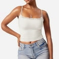 thumbnail image 1 of AKEGAMN Lace Top Double Lined Tank Top - Spaghetti Strap, Square Neck, Lace, Beige S, Size S-XL, 1 of 8