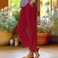 thumbnail image 1 of AKEGAMN Loose Pocket Patchwork Cotton Linen Casual Pants, Red S-5XL, 1 of 6