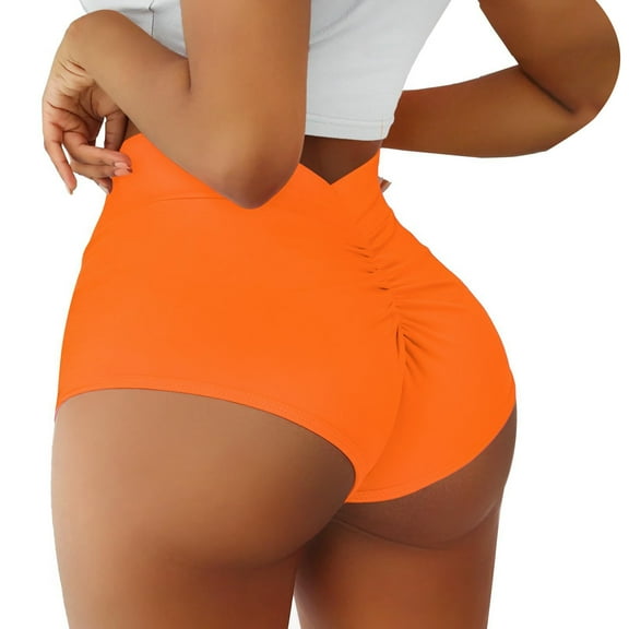 AKEGAMN Scrunch Booty Yoga Shorts, Orange S-3XL