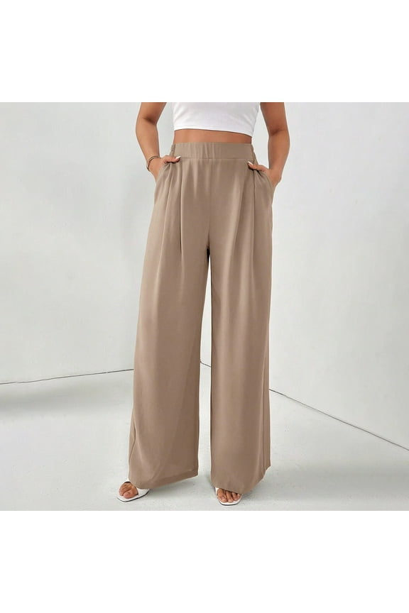 Solid Color Sequins Fashion Casual Straight Pants, Yellow S-XXL