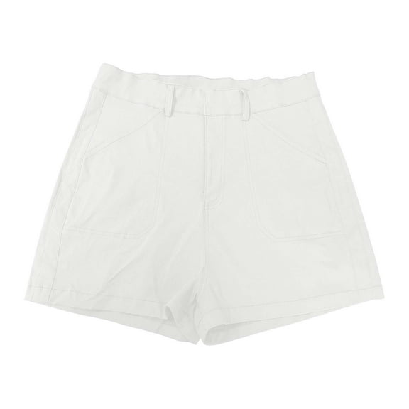 AKEGAMN Stretch Twill Shorts Summer Casual Pull On Chino Shorts with Pockets, White S-5XL