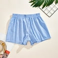 thumbnail image 1 of AKEGAMN Trendy Gingham Checkered Pure Cotton Breathable Sleepwear Shorts, Blue S-XL, 1 of 9