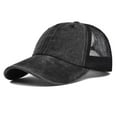 thumbnail image 1 of AKEGAMN Unisex Denim Splicing Solid Color Baseball Cap, Black One Size, 1 of 7