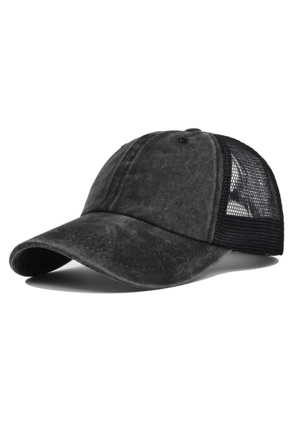 Unisex Denim Splicing Solid Color Baseball Cap, Black One Size