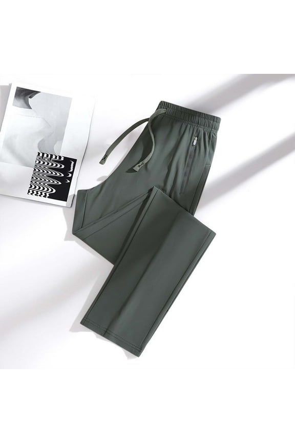 Unisex Stretch Active Quick Drying Pants with Zipper Pockets, Green S-5XL