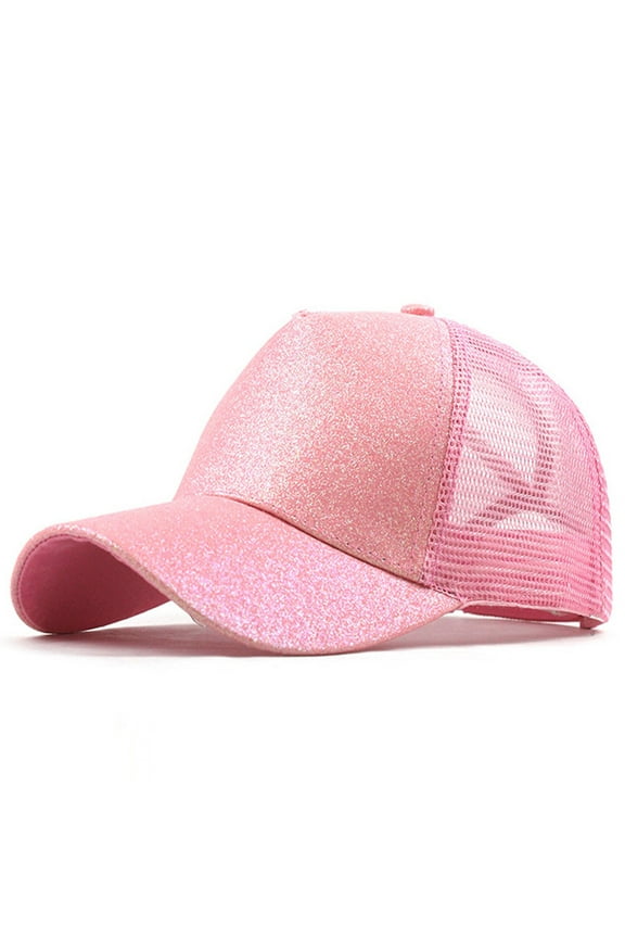 Unisex Trucker Ponytail Mesh Baseball Cap, Pink One Size
