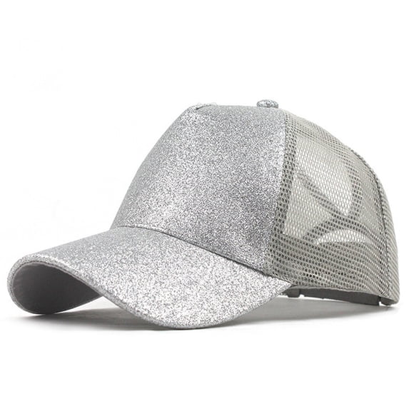 AKEGAMN Unisex Trucker Ponytail Mesh Baseball Cap, Silver One Size