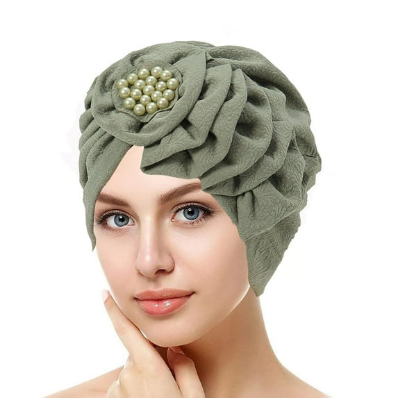 AKEGAMN Women Eid Al Fitr Flower Solid Color Headscarf, Green One Size
