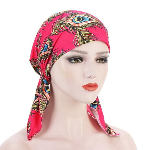 AKEGAMN Women's Casual Floral Turban Hat Printed Muslim Headwear Baseball Cap, Pink One Size
