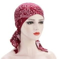thumbnail image 1 of AKEGAMN Women's Casual Floral Turban Hat Printed Muslim Headwear Baseball Cap, Red One Size, 1 of 3