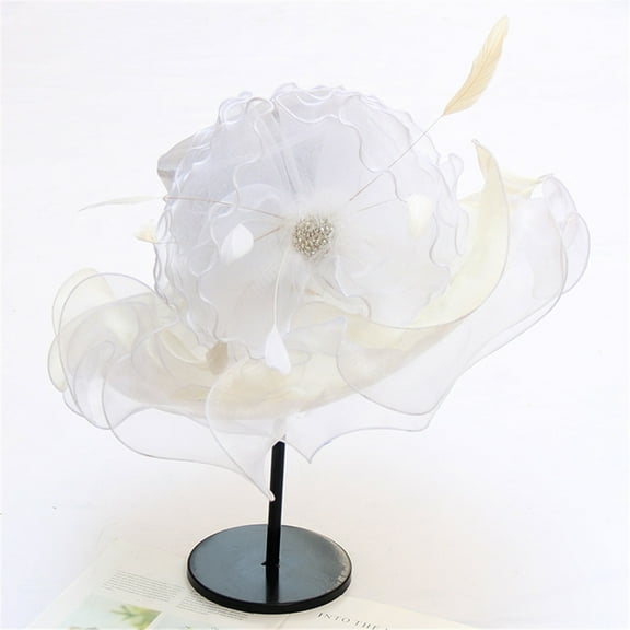 AKEGAMN Women's Church Fascinator Cap Tea Wedding Hat, White One Size