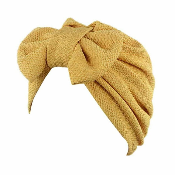 AKEGAMN Women's Cotton Bowknot Wrap Cap for Casual Daily Wear, Yellow One Size