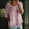 thumbnail image 1 of AKEGAMN Women's Floral Print 3/4 Sleeve Loose Crew Neck T-Shirt, Pink S-5XL, 1 of 3