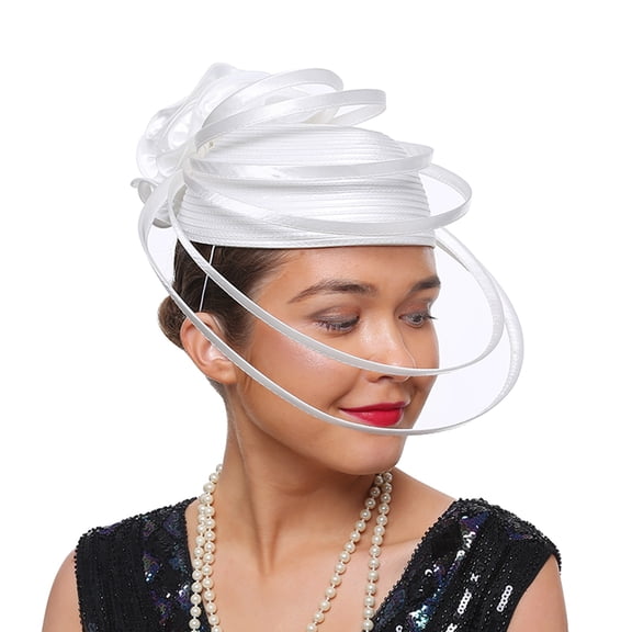 AKEGAMN Women's Kentucky Derby Tea Party Fascinator Headband, White One Size