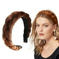 thumbnail image 1 of AKEGAMN Women's Solid Color Elastic Head Wrap Headband Cotton Polyester, Brown One Size, 1 of 4