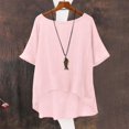 thumbnail image 1 of AKEGAMN Women's Summer Short Sleeve Solid Color Loose Cloud Cotton Comfortable Top, Red S-5XL, 1 of 9