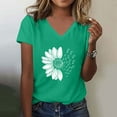 thumbnail image 1 of AKEGAMN Women's Sunshade Summer Plus Size Loose V-Neck Graphic T-Shirt, Green S-XXL, 1 of 4