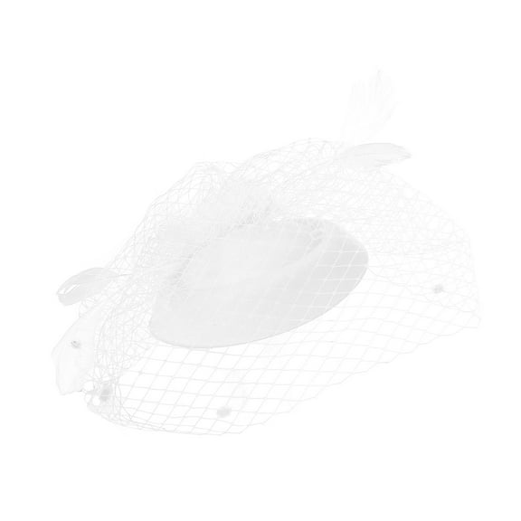 AKEGAMN Women's Tea Party Mesh Feather Fascinator Hair Clip, White One Size