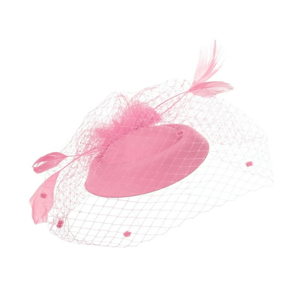 AKEGAMN Women's Tea Party Mesh Feather Fascinator Headband, Pink One Size
