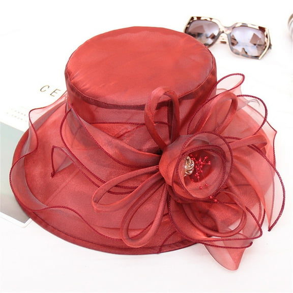 AKEGAMN Women's Wedding Bridal Tea Party Fascinator Hat, Red One Size