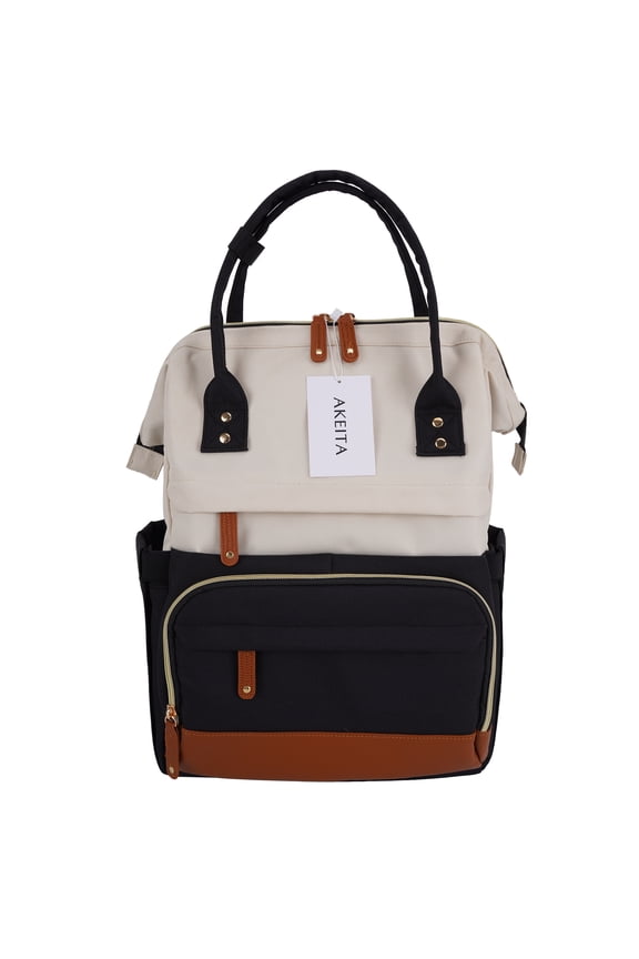 Laptop Backpack for Women, 15.6 Inch Work Business Backpacks Purse with USB Port, Large Capacity Educators Nurses Students, Waterproof Casual Daypack for Travel, Black-White-Brown