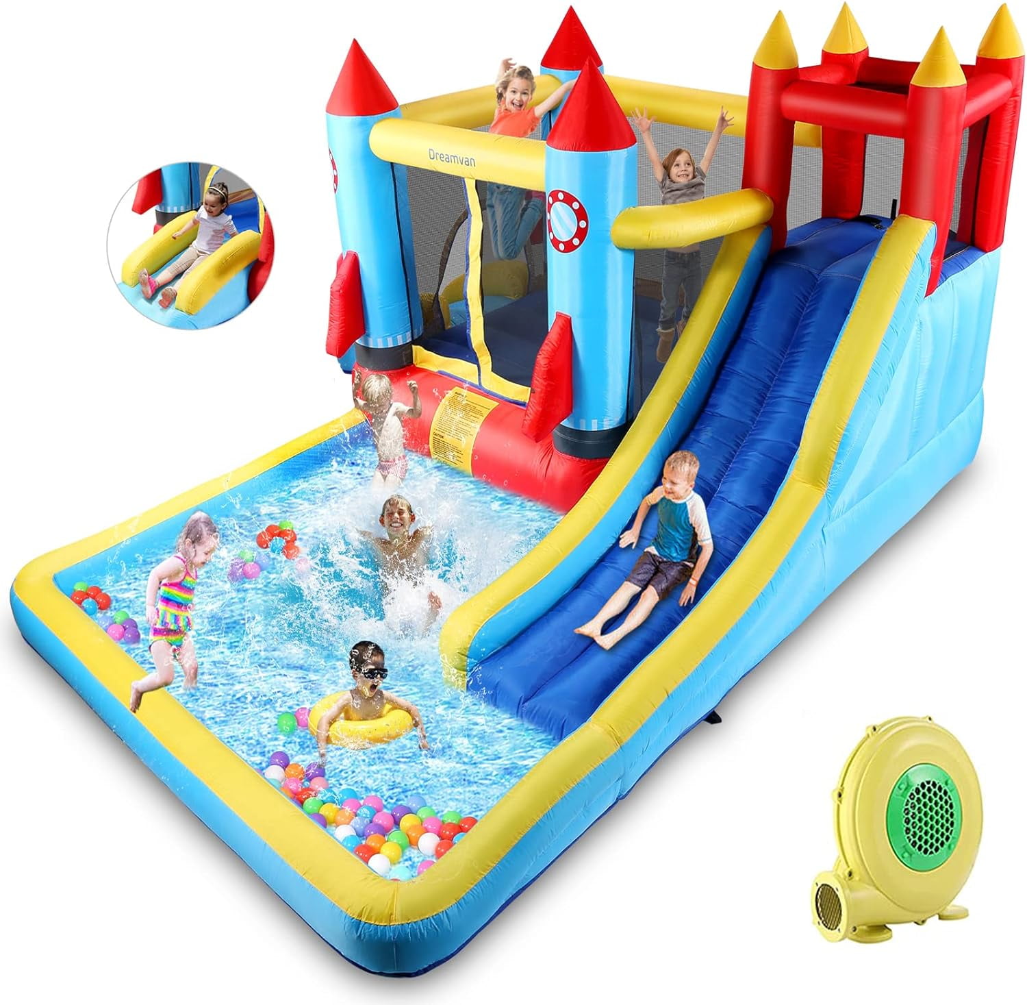 AKEYDIY Bounce House,Inflatable Bounce Castle with Blower for Kids 310