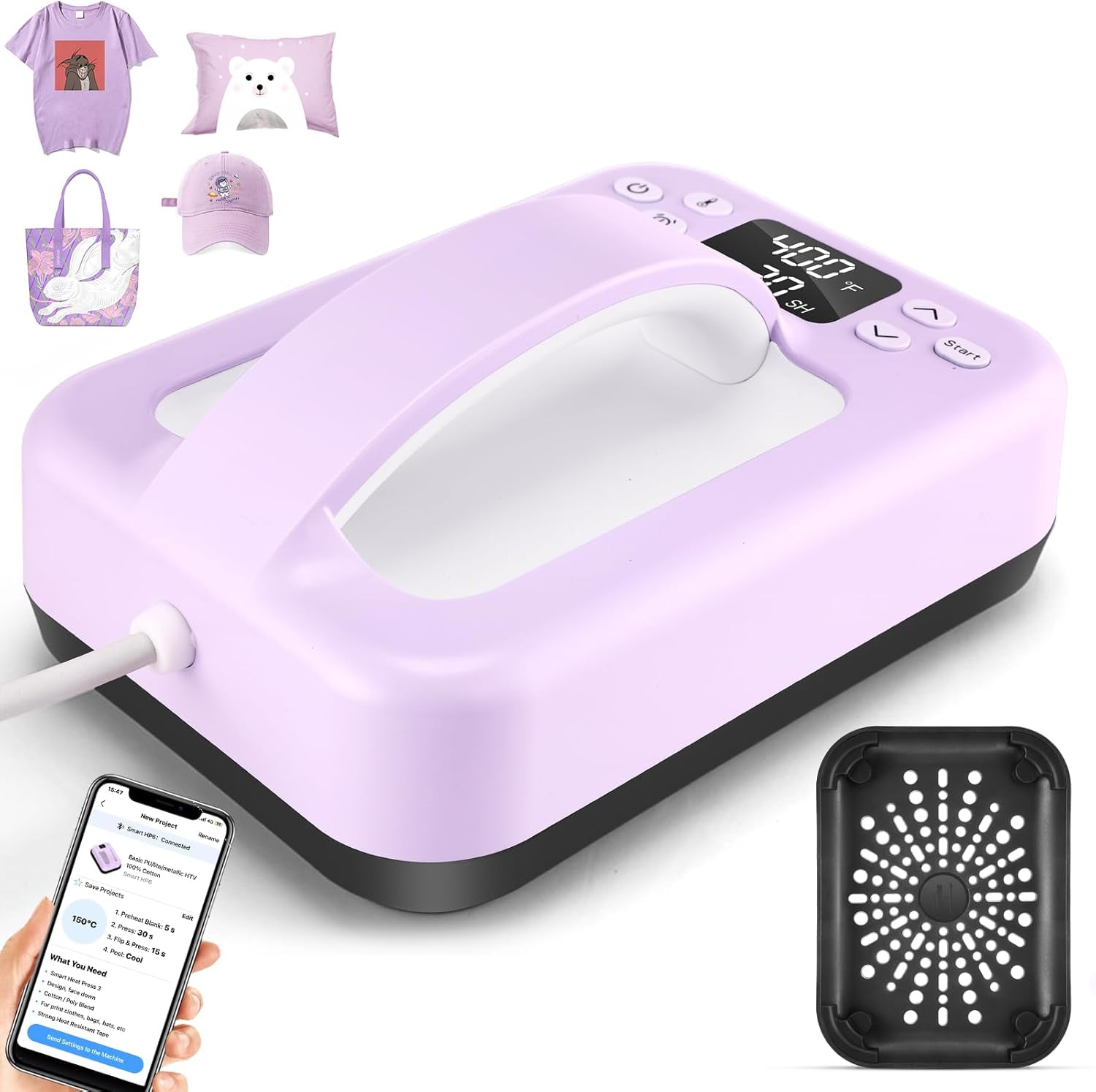 AKEYDIY Smart Heat Press Machine for T-Shirts, Portable 7