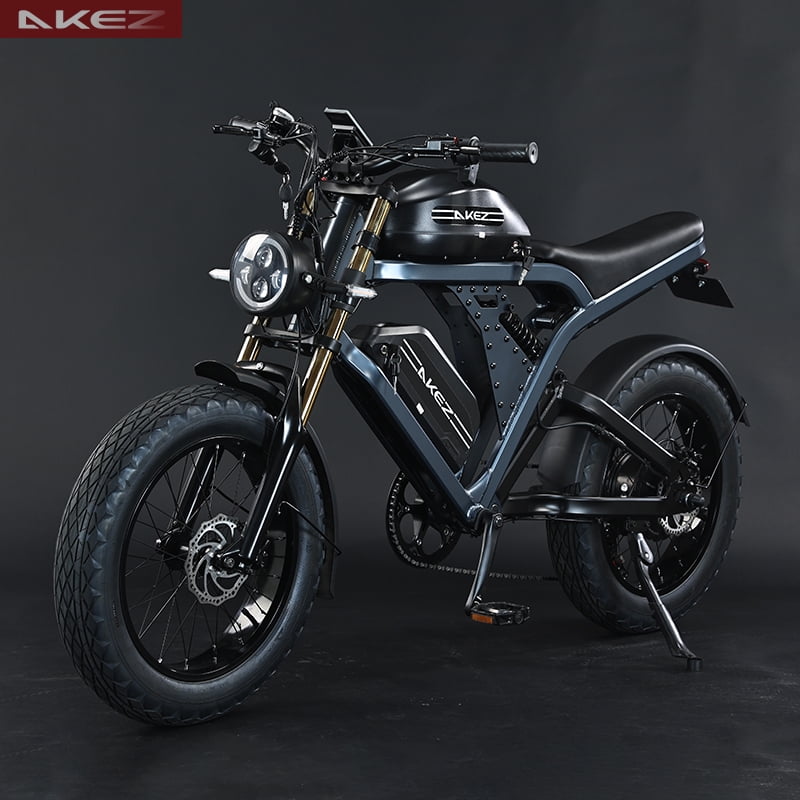 AKEZ Electric Bike for Adults, 48V-52V, 41AH,55AH Battery, 20" Fat Tire Dirt Bike, Retro E-Bike, Electric Motorcycle