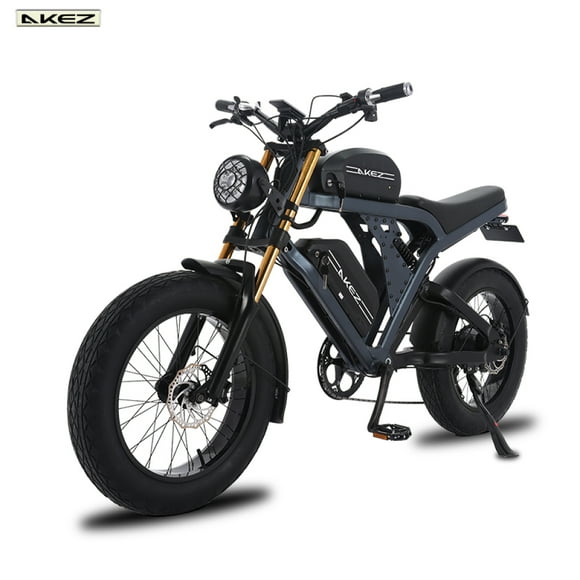 AKEZ KingKong Ebike for Adults, Strong Power Brushless Motor, 48V 41Ah Removable Battery, 20" Fat Tire, Dual Suspension, 7 Speed Gears For Beach Camping