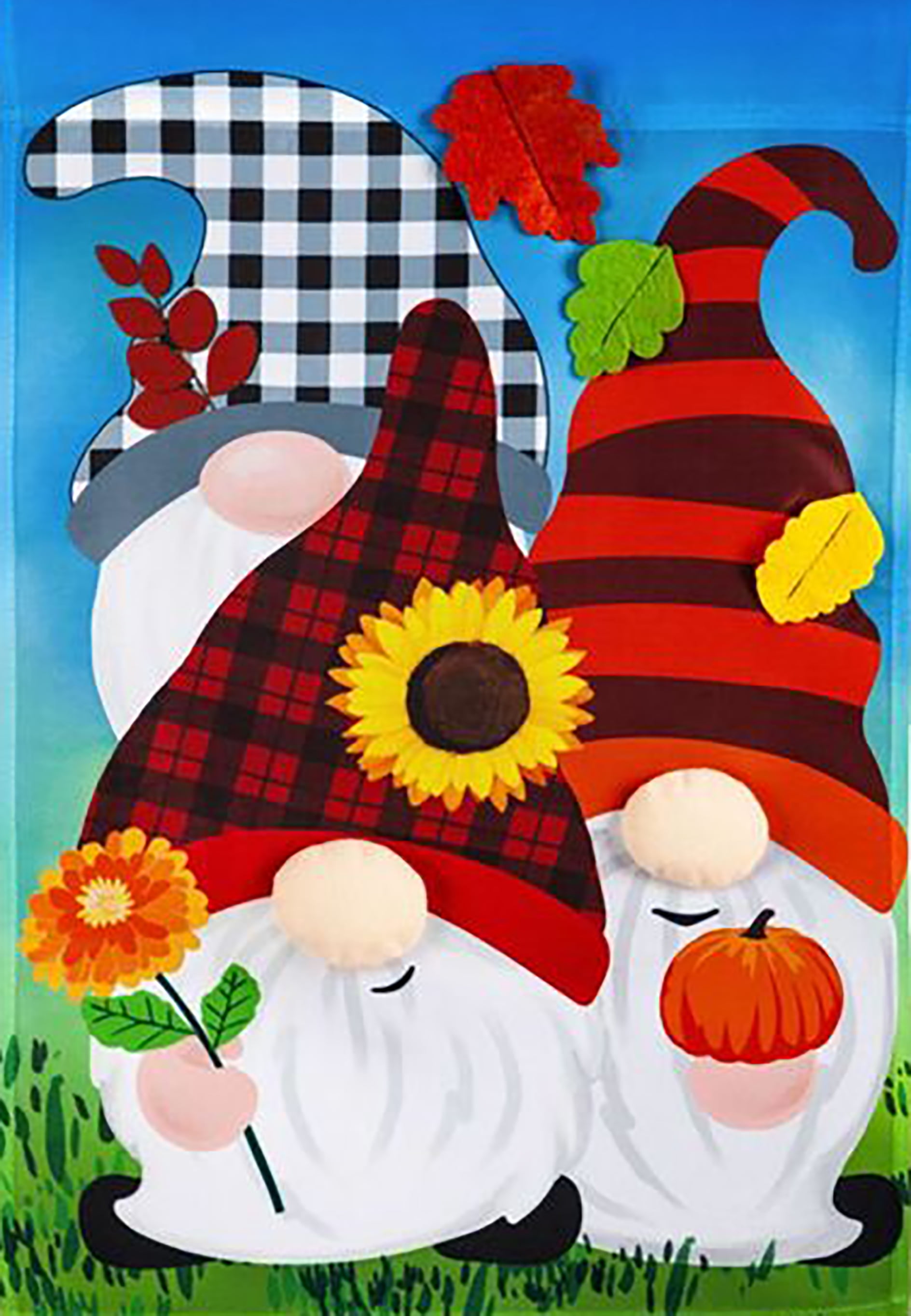 AKFOMEE Fall Gnome Trio Applique 300 Pieces Wooden Jigsaw Puzzle for