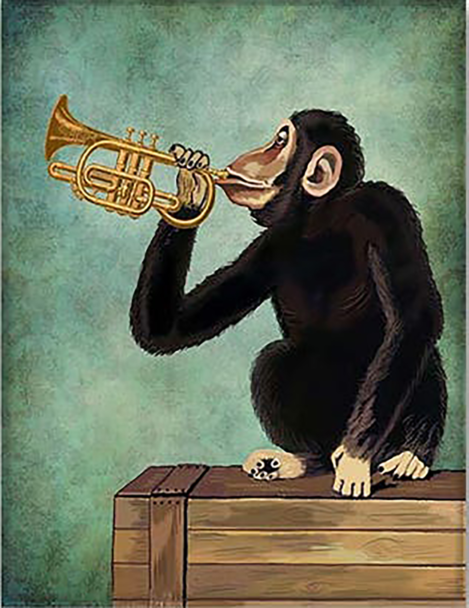 AKFOMEE Monkey Playing Trumpet 1000 Pieces Wooden Jigsaw Puzzle for