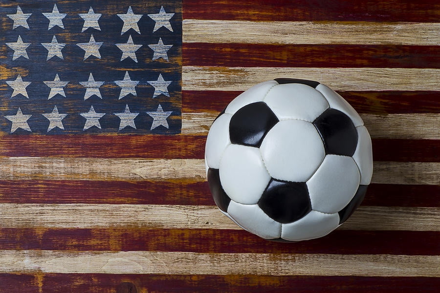 AKFOMEE Soccer Ball And Stars And Stripes 1000 Pieces Wooden Jigsaw