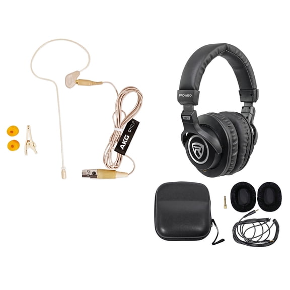 AKG C111 LP Ear-Hook Ear-Set Microphone Mic+Windscreen+Carry Pouch+Headphones