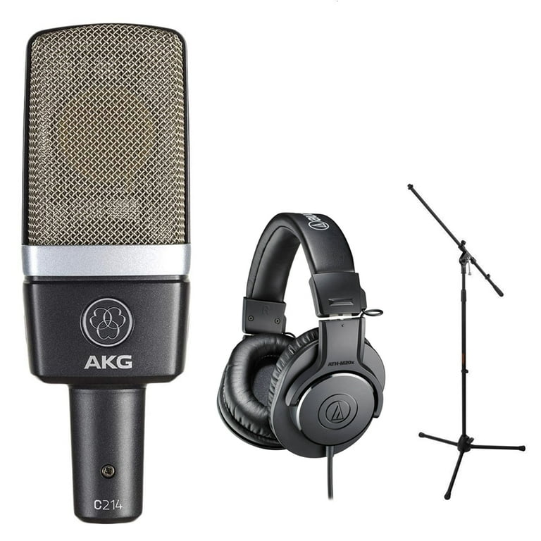 AKG C214 Pro Condenser Microphone Bundle with Audio-Technica ATH