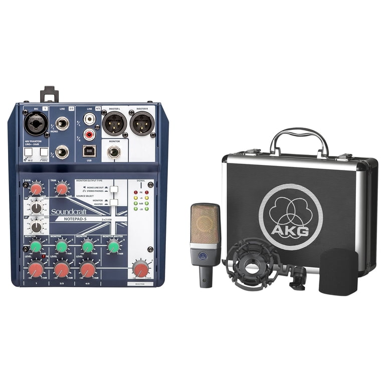 AKG C214 Pro Studio Condenser Microphone Recording Mic+Soundcraft