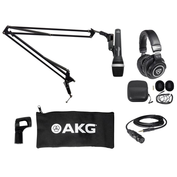 AKG D5 C PC Podcasting Podcast Bundle w/ Microphone+Boom Arm+Headphones